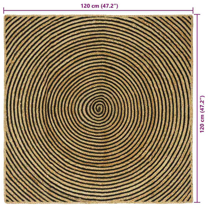 Tappeto Naturale e Nero 120 x 120 cm Juta