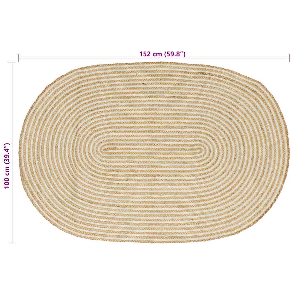 Tappeti per area Naturale e Bianco 100 x 152 cm Juta