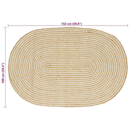 Tappeti per area Naturale e Bianco 100 x 152 cm Juta