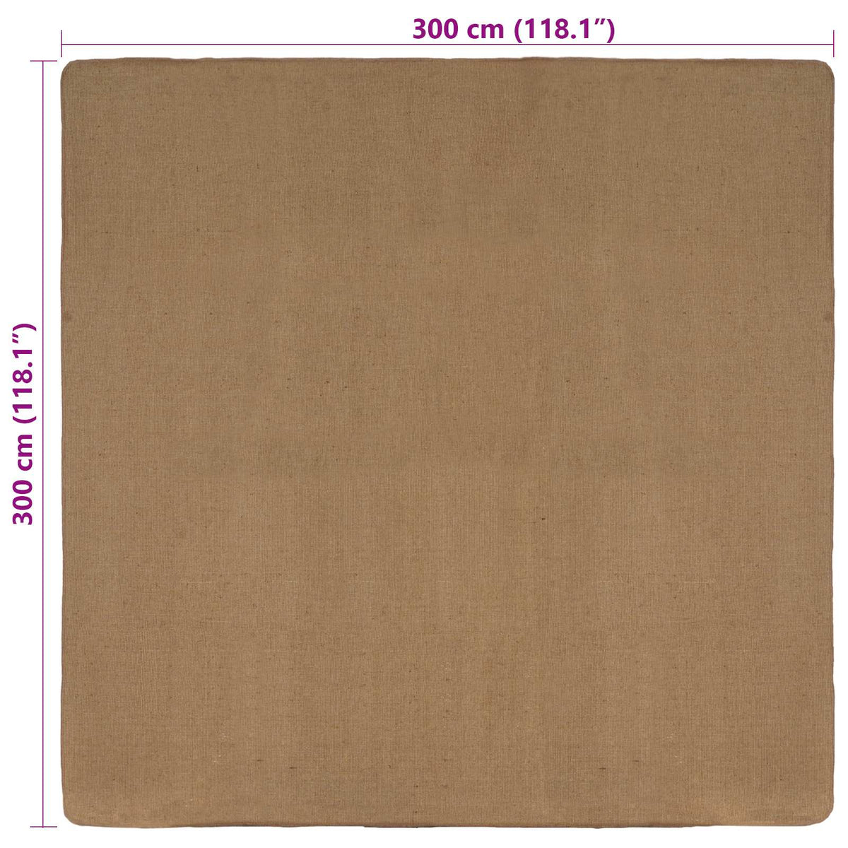 Tappeto da Area Marrone Chiaro 300 x 300 cm Juta