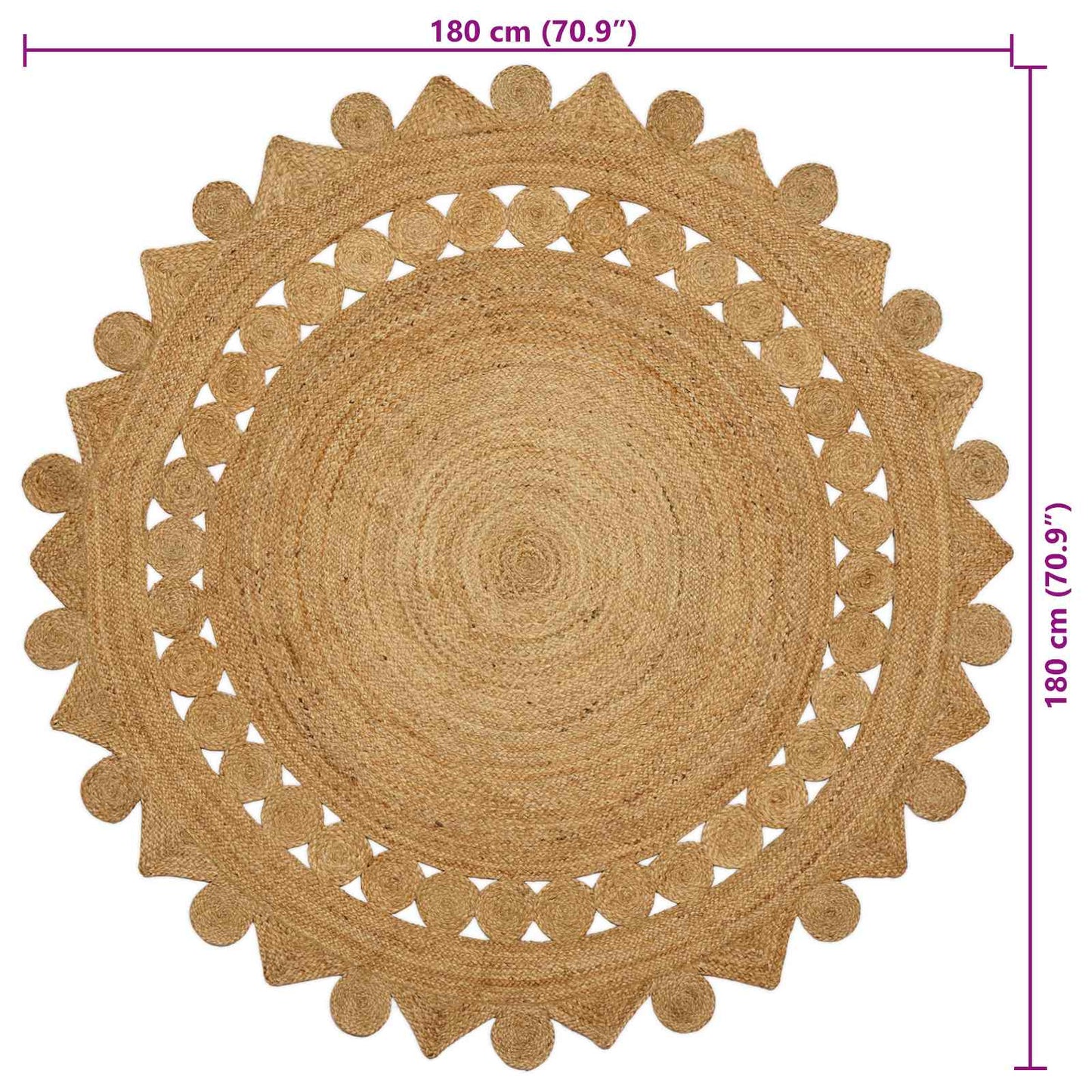 Tappeto Marrone Ø 180 cm Juta