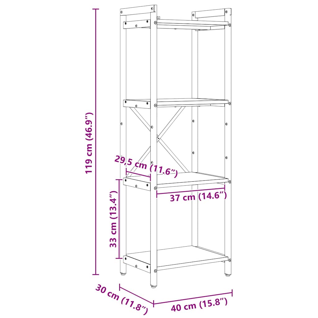 Libreria Legno vecchio 40 x 30 x 119 cm Legno multistrato | homemem39