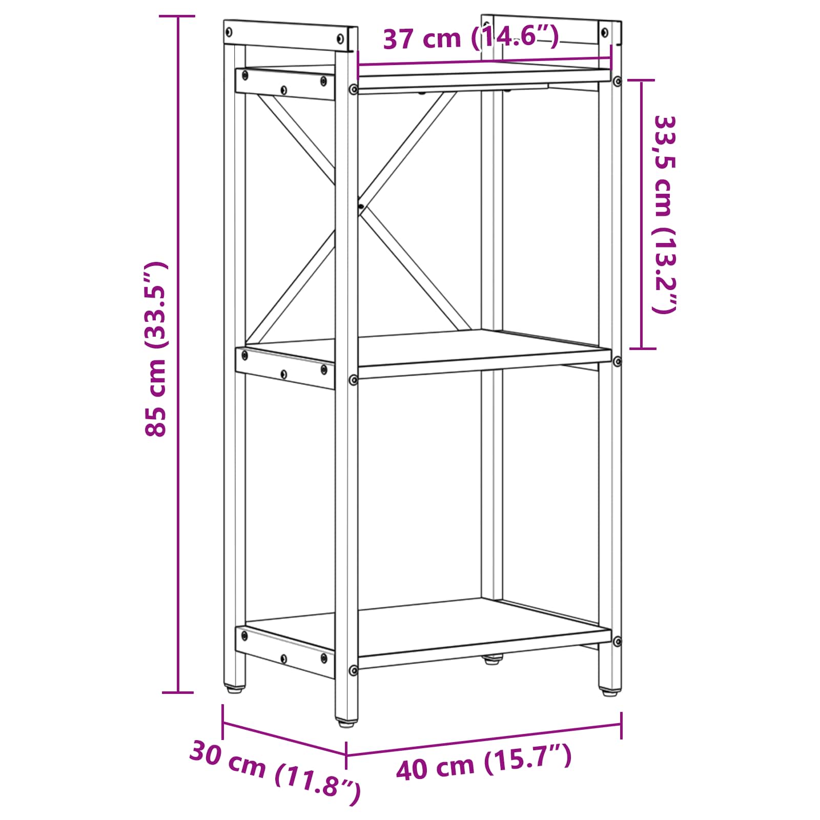 Libreria 40 x 30 x 85 cm Legno multistrato Rovere artigianale | homemem39