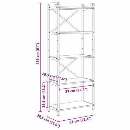 Libreria Rovere Nero 60 x 30 x 155 cm Legno multistrato