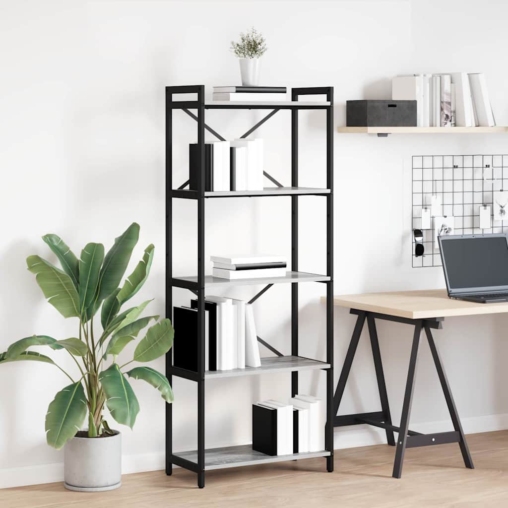 Libreria Grigio sonoma 60 x 30 x 155 cm Legno multistrato