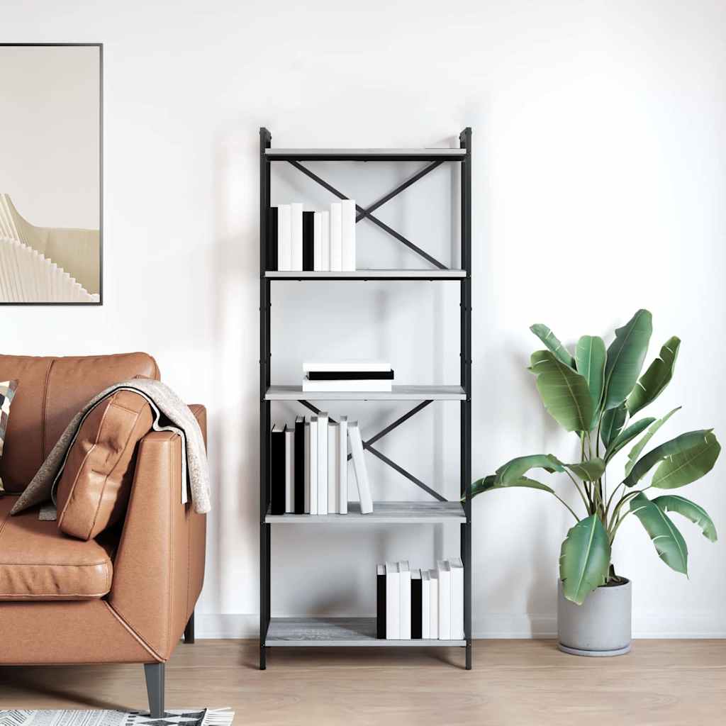 Libreria Grigio sonoma 60 x 30 x 155 cm Legno multistrato | homemem39