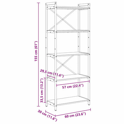 Libreria Grigio sonoma 60 x 30 x 155 cm Legno multistrato