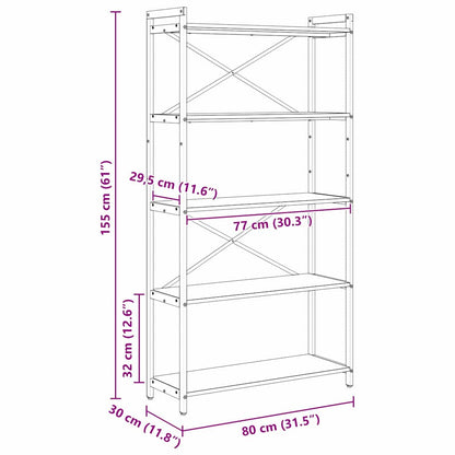 Libreria Rovere fumé 80 x 30 x 155 cm Legno multistrato
