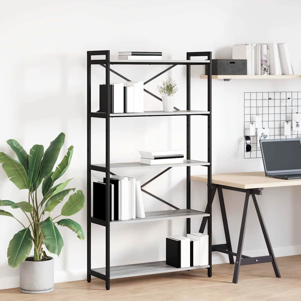 Libreria Grigio sonoma 80 x 30 x 155 cm Legno multistrato | homemem39