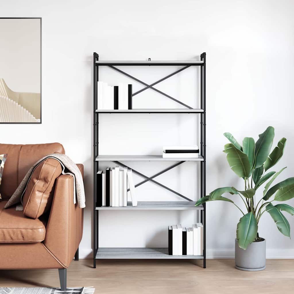 Libreria Grigio sonoma 80 x 30 x 155 cm Legno multistrato | homemem39