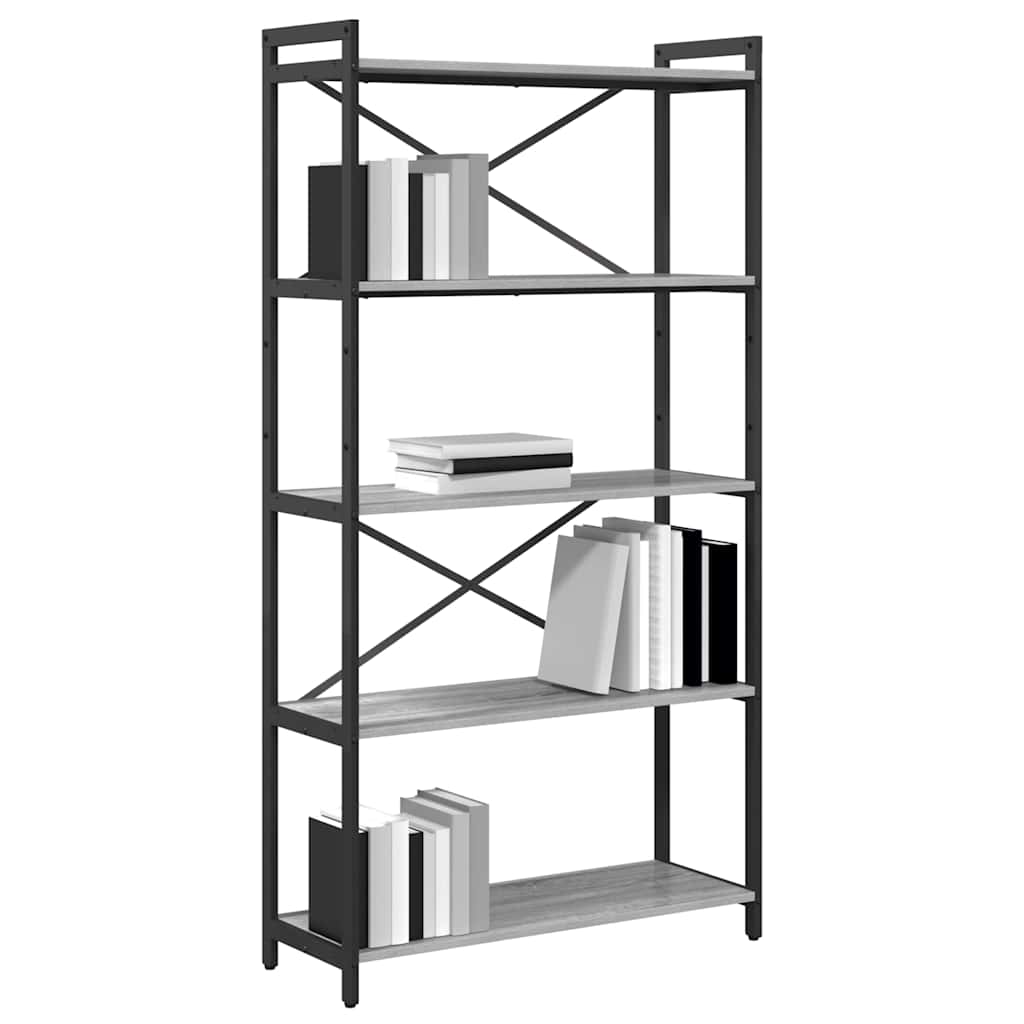 Libreria Grigio sonoma 80 x 30 x 155 cm Legno multistrato | homemem39
