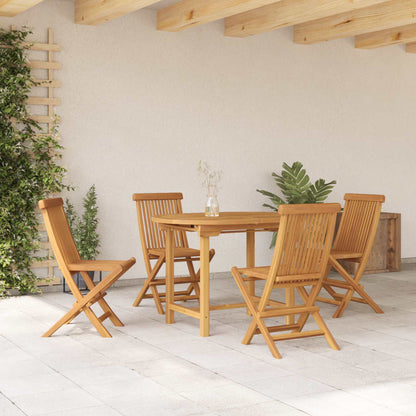 Set da Pranzo per Giardino 5 pcs Marrone Legno di teak solido