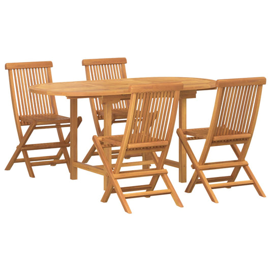 Set da Pranzo per Giardino 5 pcs Marrone Legno di teak solido