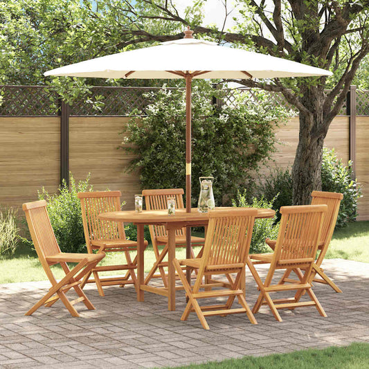 Set da Pranzo per Giardino 7 pcs Marrone Legno di teak solido
