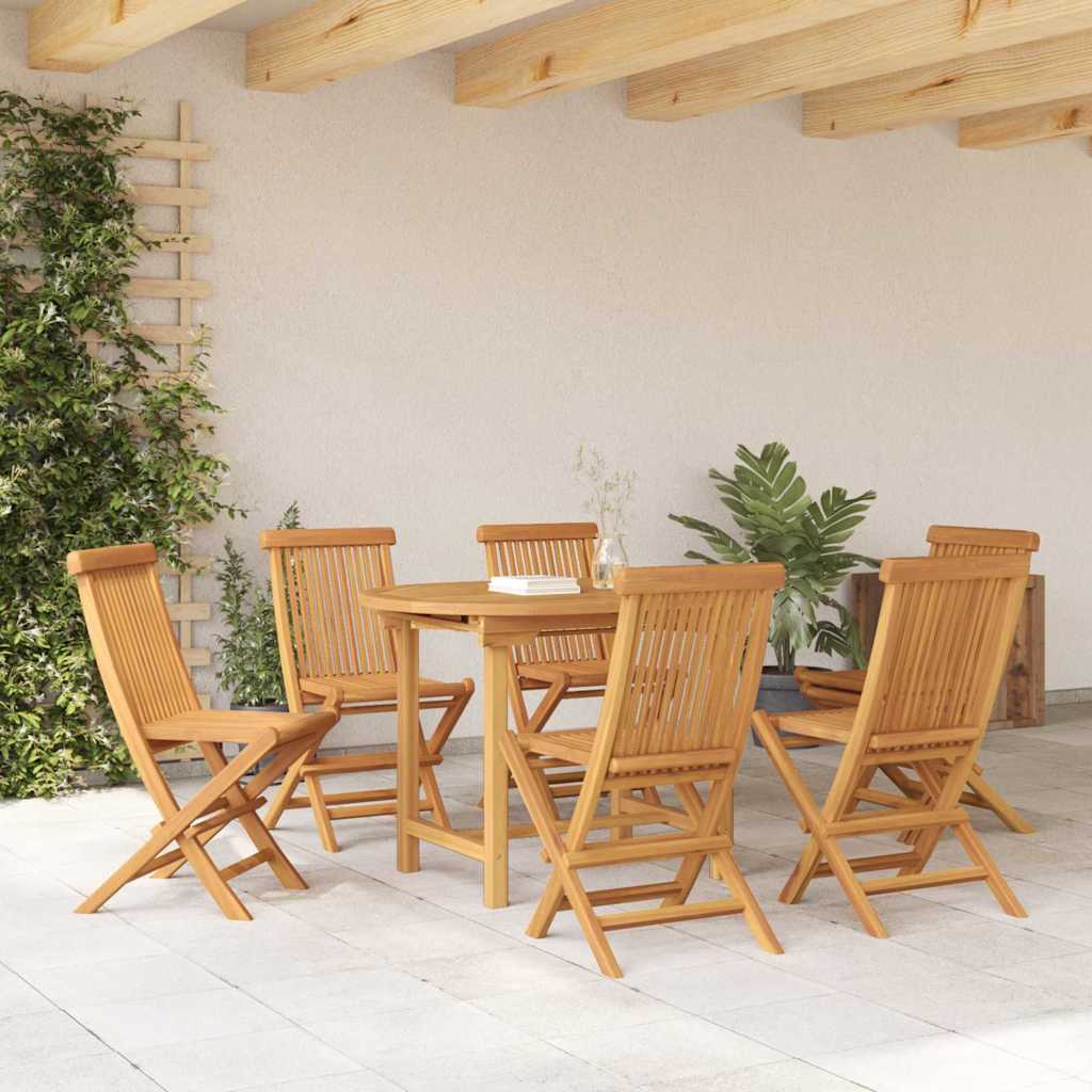 Set da Pranzo per Giardino 7 pcs Marrone Legno di teak solido
