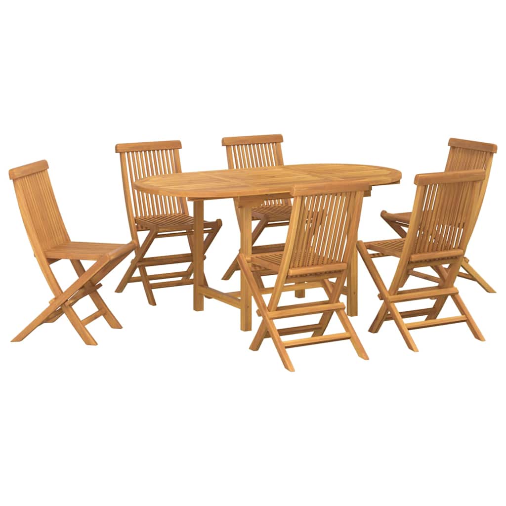 Set da Pranzo per Giardino 7 pcs Marrone Legno di teak solido