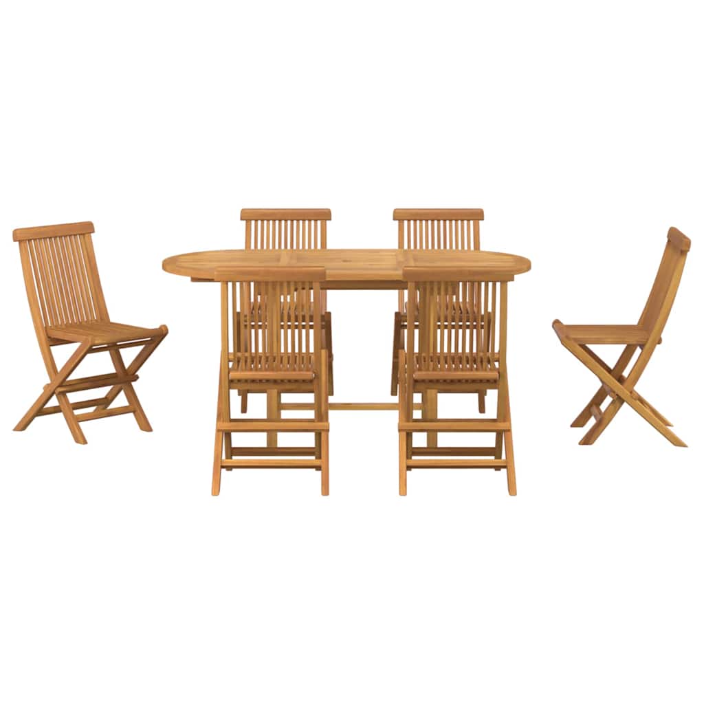 Set da Pranzo per Giardino 7 pcs Marrone Legno di teak solido