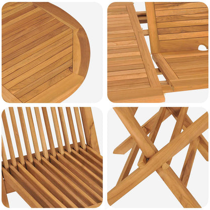 Set da Pranzo per Giardino 5 pcs Marrone Legno di teak solido