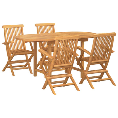 Set da Pranzo per Giardino 5 pcs Marrone Legno di teak solido