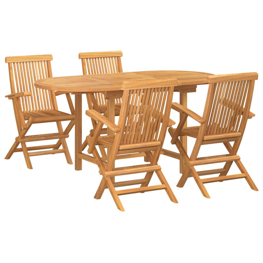 Set da Pranzo per Giardino 5 pcs Marrone Legno di teak solido