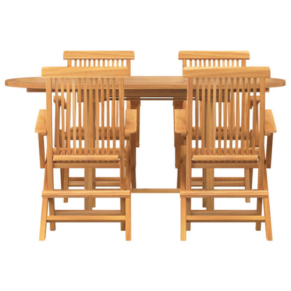 Set da Pranzo per Giardino 5 pcs Marrone Legno di teak solido