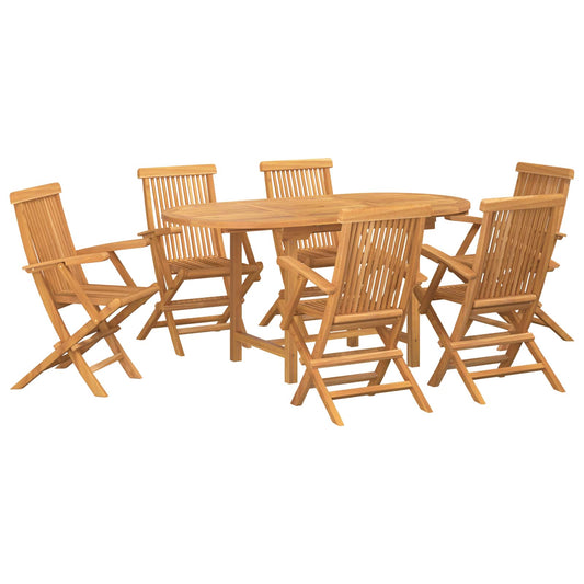 Set da Pranzo per Giardino 7 pcs Marrone Legno di teak solido