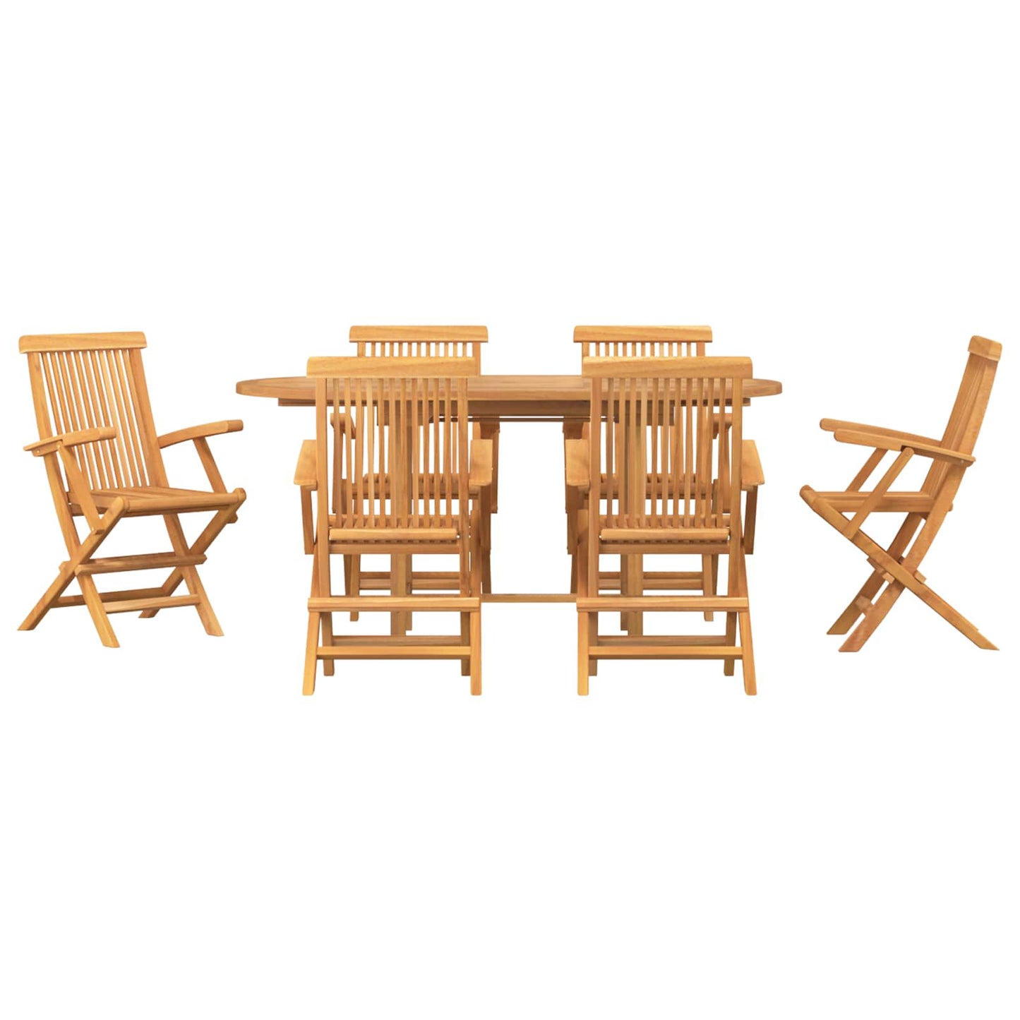 Set da Pranzo per Giardino 7 pcs Marrone Legno di teak solido