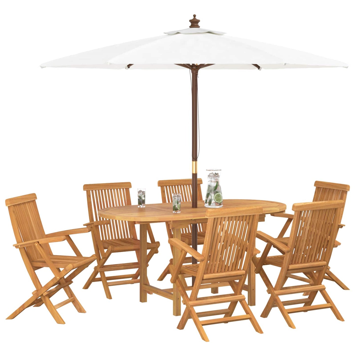 Set da Pranzo per Giardino 7 pcs Marrone Legno di teak solido