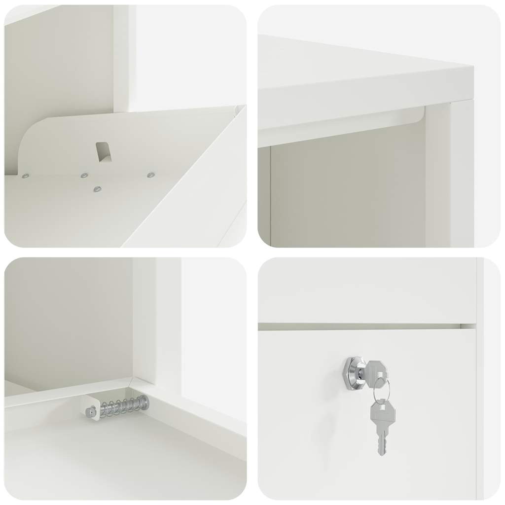 Cassetta per pacchi con porta Bianco 44 x 22 x 82 cm Acciaio | homemem39