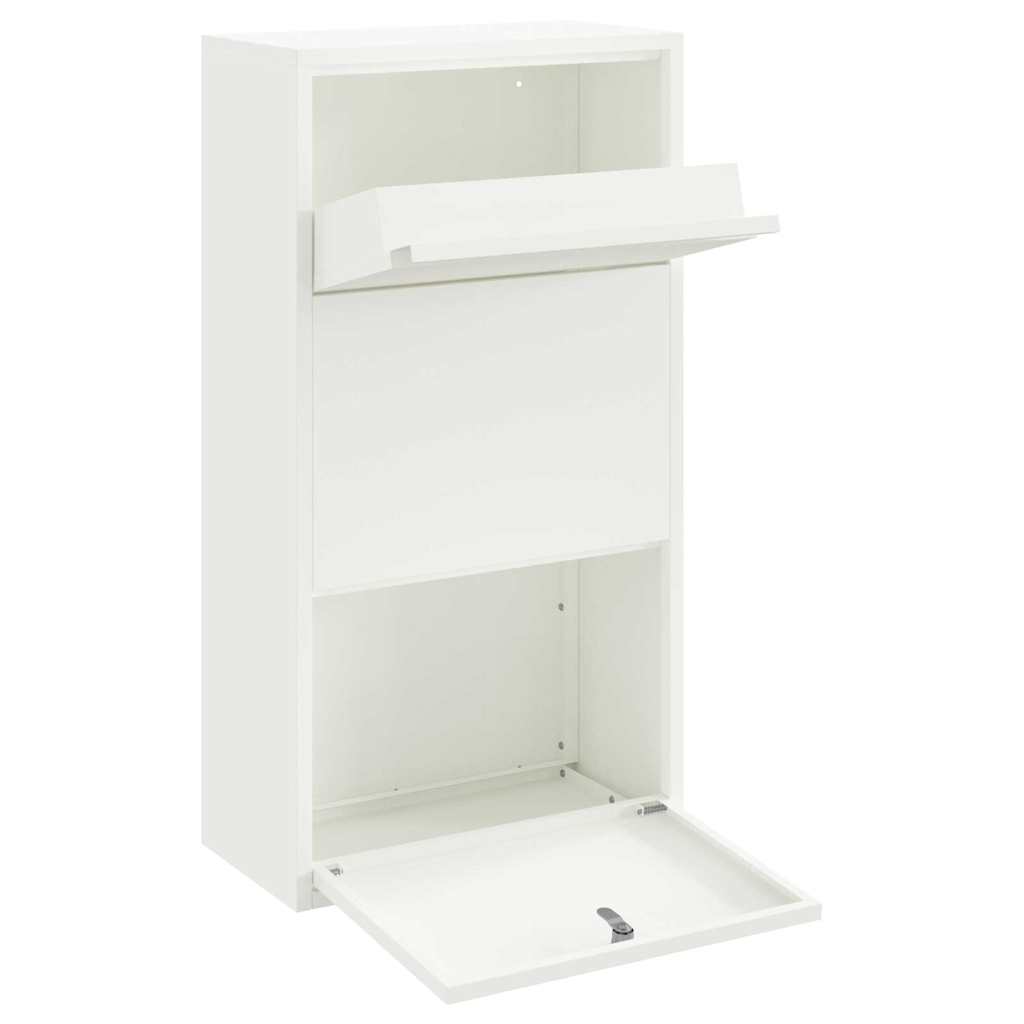 Cassetta per pacchi con porta Bianco 44 x 22 x 82 cm Acciaio | homemem39