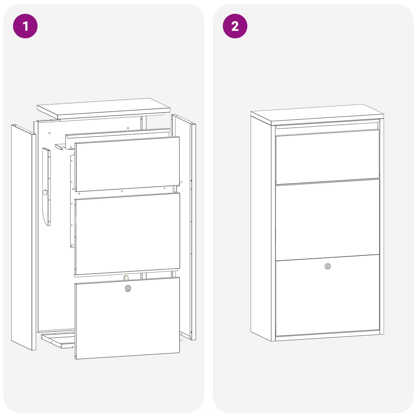 Cassetta per pacchi con porta Antracite 44 x 22 x 82 cm Acciaio | homemem39