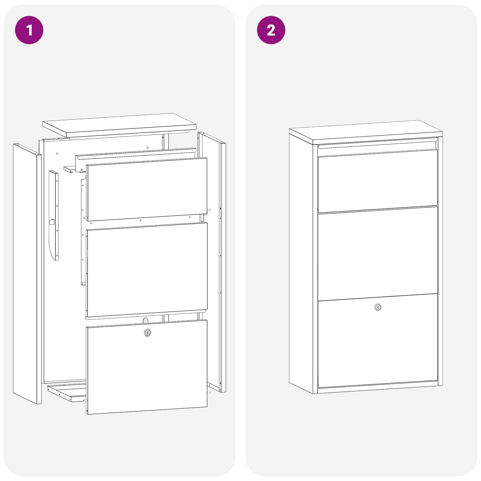 Cassetta per pacchi con porta Antracite 44 x 22 x 82 cm Acciaio | homemem39