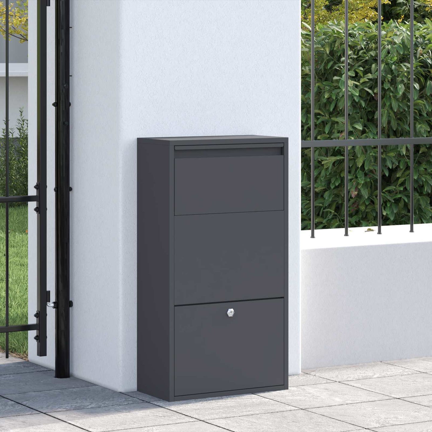 Cassetta per pacchi con porta Antracite 44 x 22 x 82 cm Acciaio | homemem39