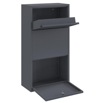 Cassetta per pacchi con porta Antracite 44 x 22 x 82 cm Acciaio | homemem39