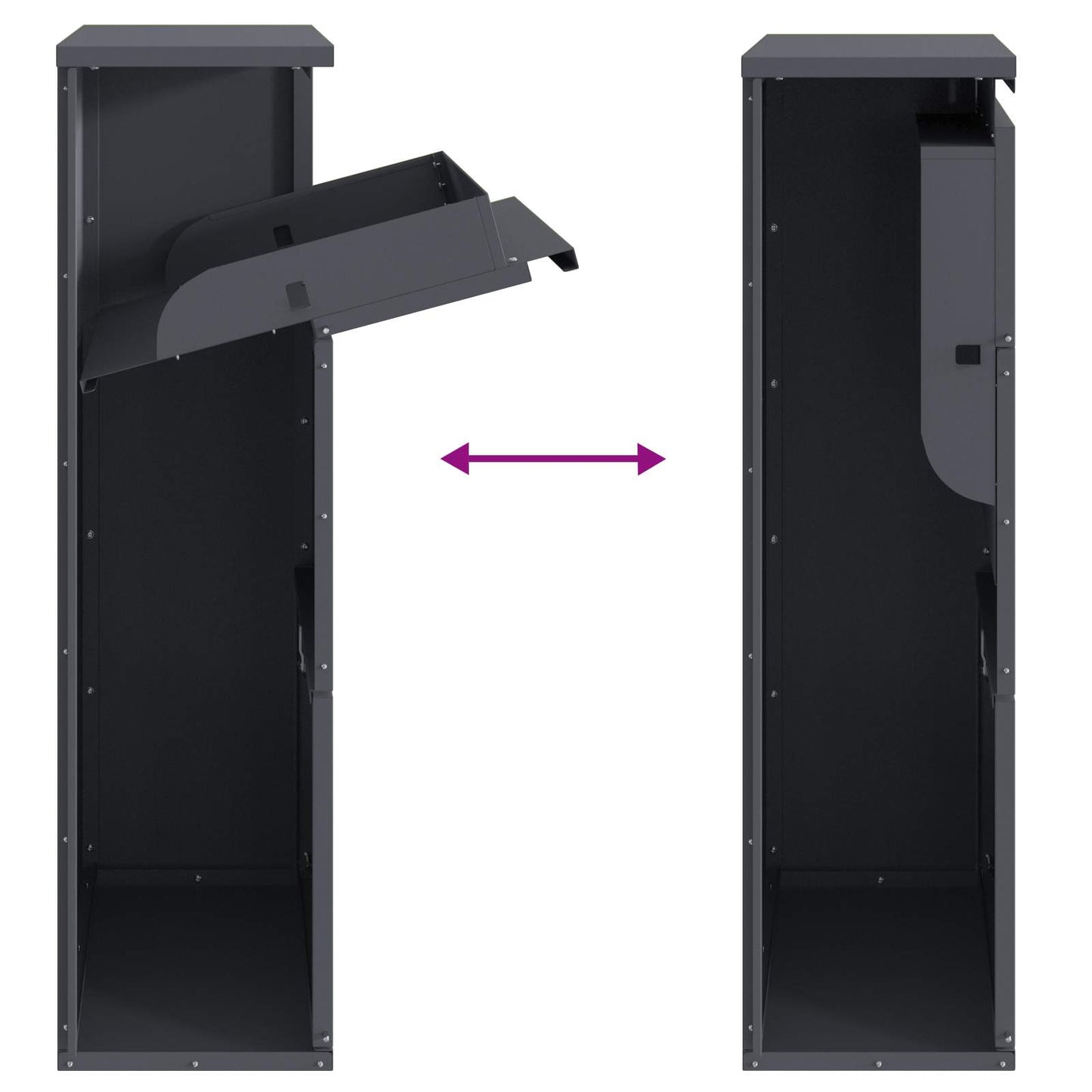 Cassetta per pacchi con porta Antracite 44 x 22 x 82 cm Acciaio | homemem39
