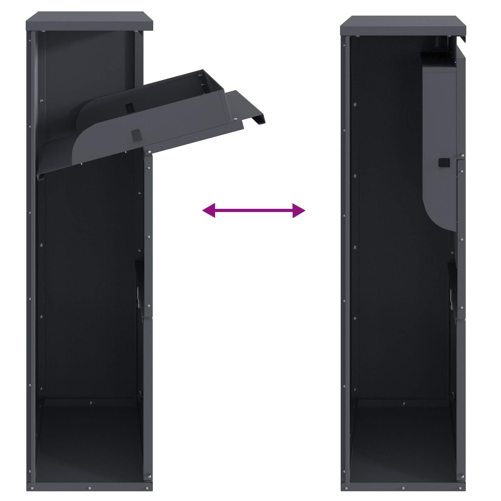 Cassetta per pacchi con porta Antracite 44 x 22 x 82 cm Acciaio | homemem39