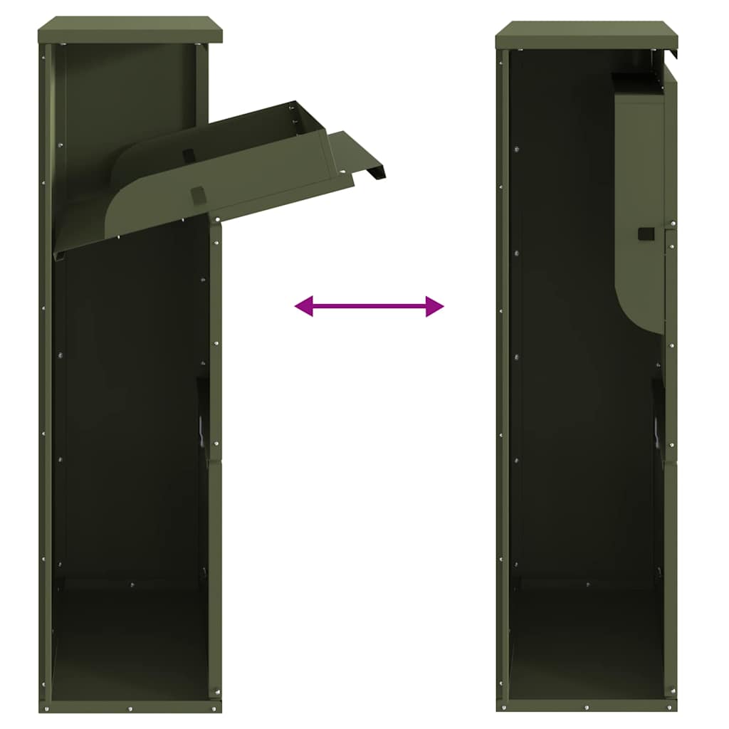 Cassetta per pacchi Verde oliva 44 x 22 x 82 cm Acciaio | homemem39