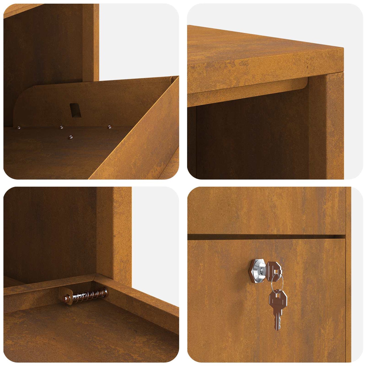 Cassetta per pacchi con archiviazione Ruggine 44 x 22 x 82 cm | homemem39