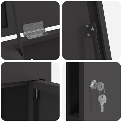 Cassetta per pacchi con porta Nero 44,5 x 29 x 110,5 cm Acciaio | homemem39