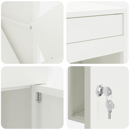 Cassetta per pacchi con porta Bianco 41 x 38 x 103 cm Acciaio | homemem39