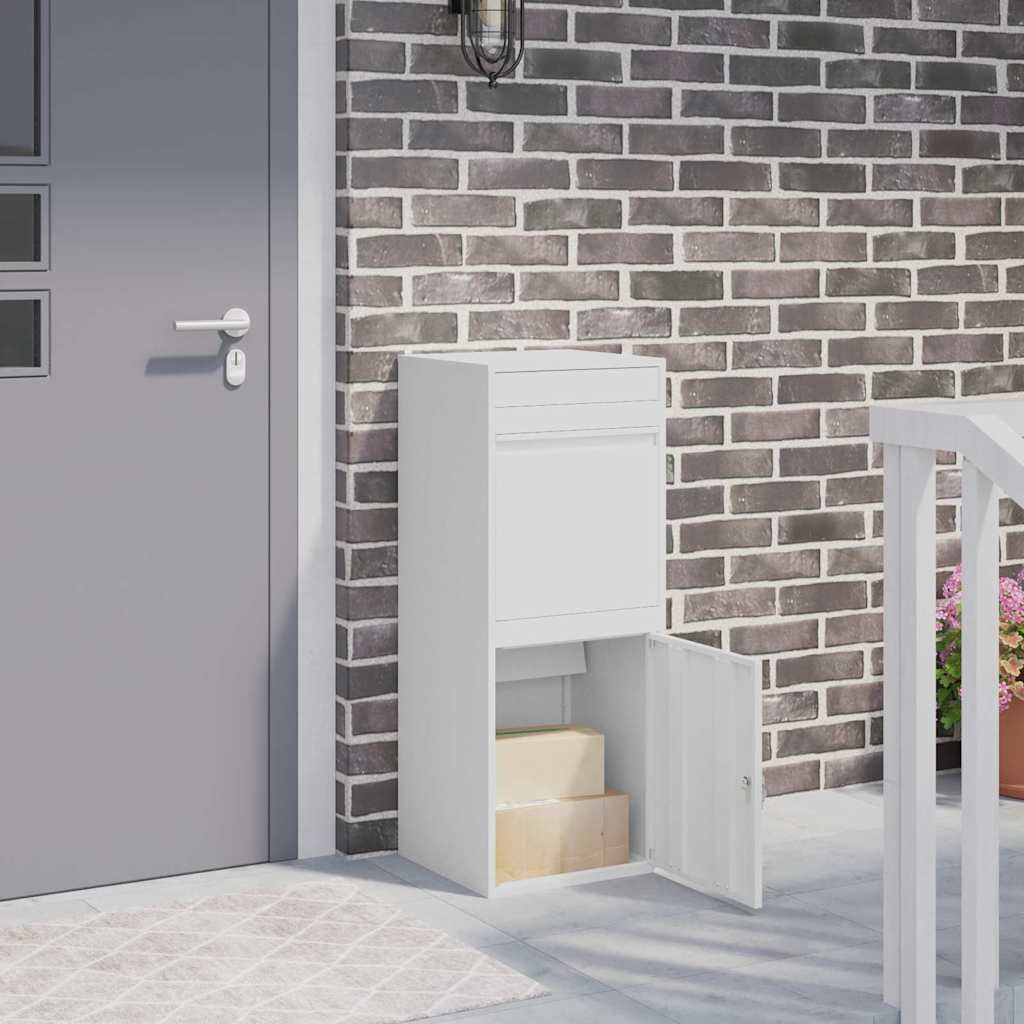 Cassetta per pacchi con porta Bianco 41 x 38 x 103 cm Acciaio | homemem39
