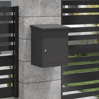 Cassetta per pacchi con porta Nero 47.5 x 38 x 59 cm Acciaio | homemem39