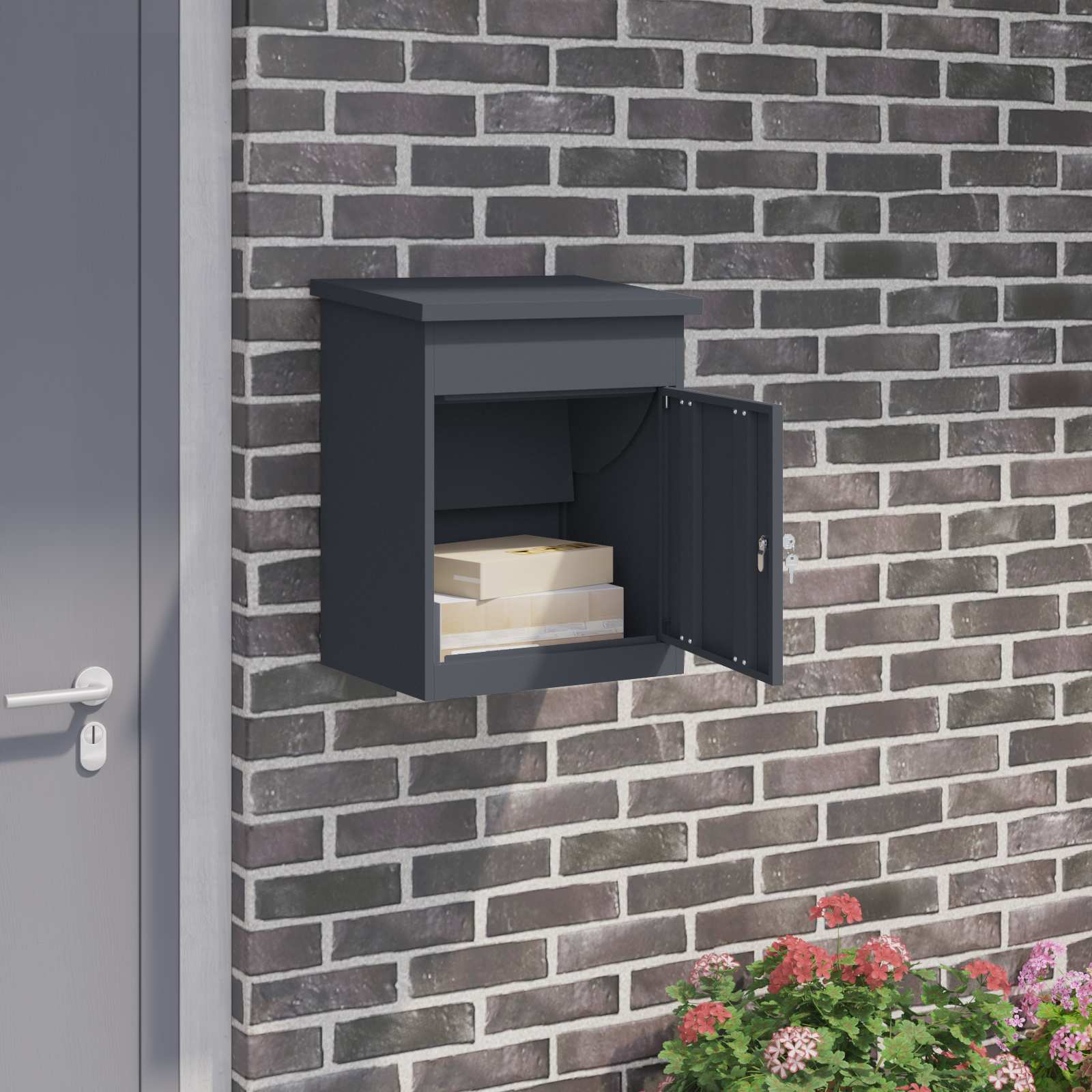 Cassetta per pacchi Antracite 47.5 x 38 x 59 cm Acciaio | homemem39