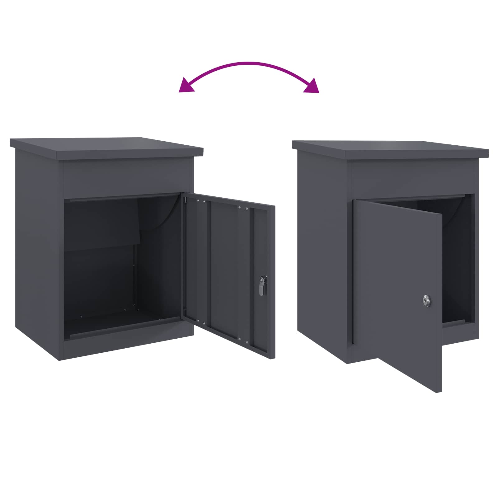 Cassetta per pacchi Antracite 47.5 x 38 x 59 cm Acciaio | homemem39