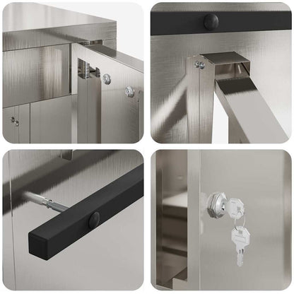 cassetta postalepastkastei con porta Argento 30 x 20 x 55 cm | homemem39
