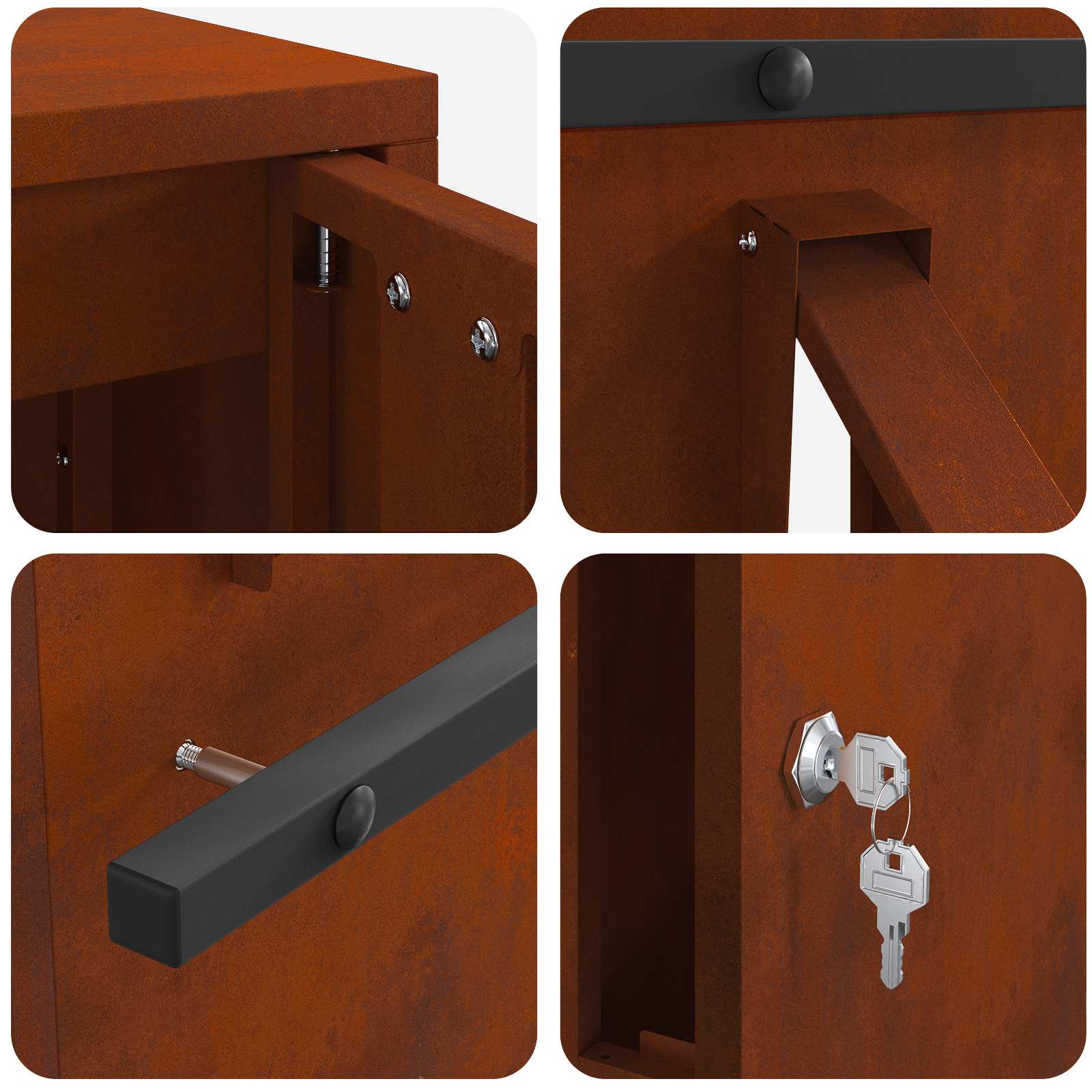 cassetta postalepastkastei con porta Ruggine 30 x 20 x 55 cm | homemem39