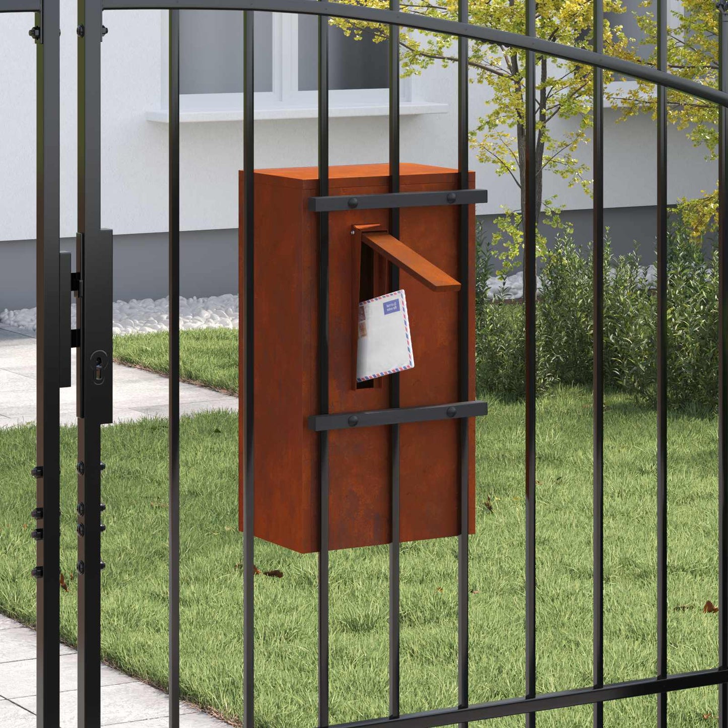 cassetta postalepastkastei con porta Ruggine 30 x 20 x 55 cm