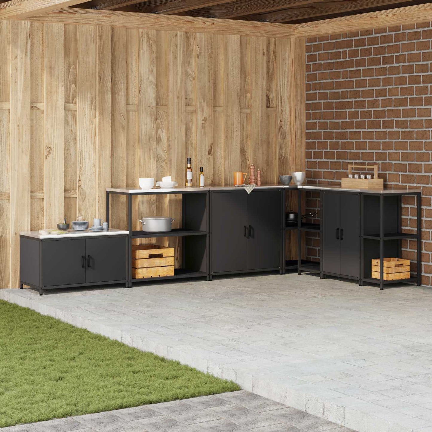 Stoccaggio in cucina HATTEM Nero 90 x 50 x 92 cm Acciaio
