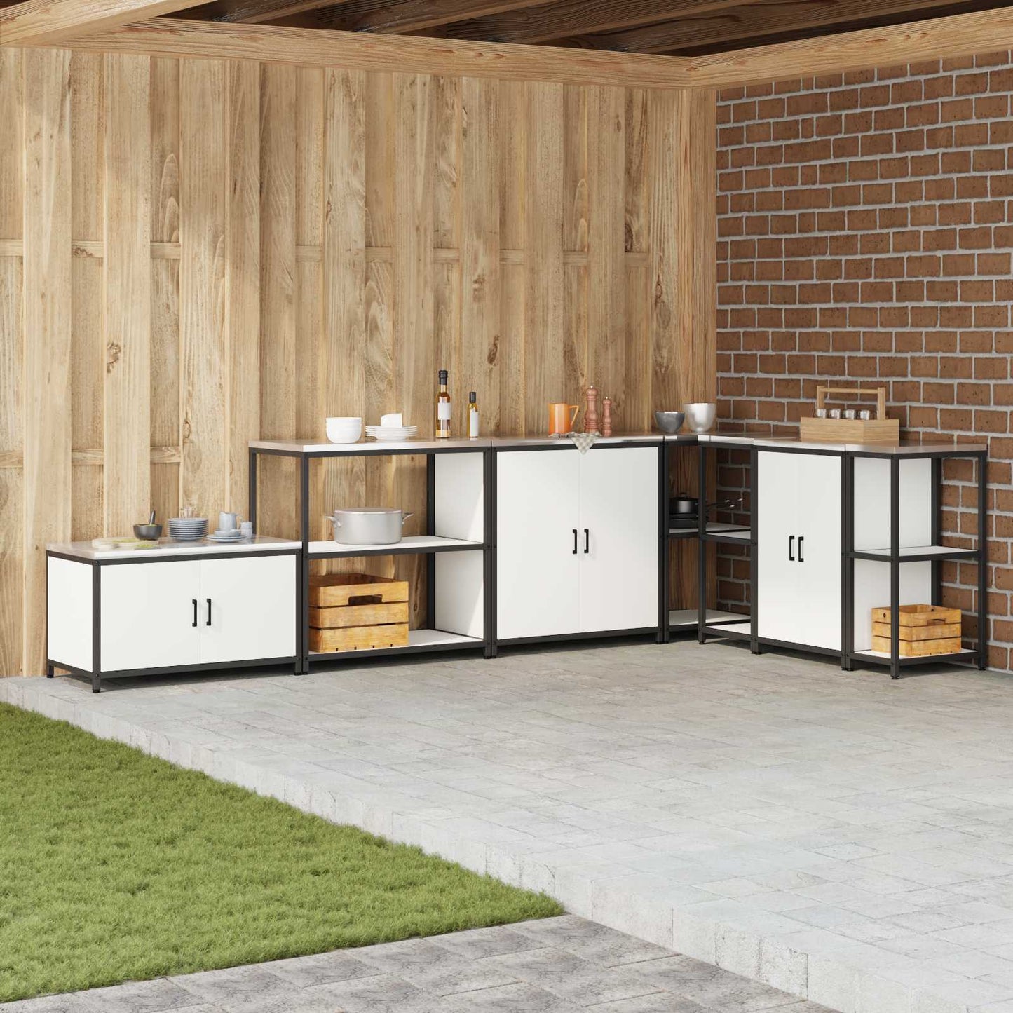 Stoccaggio in cucina HATTEM Bianco 90 x 50 x 92 cm Acciaio | homemem39