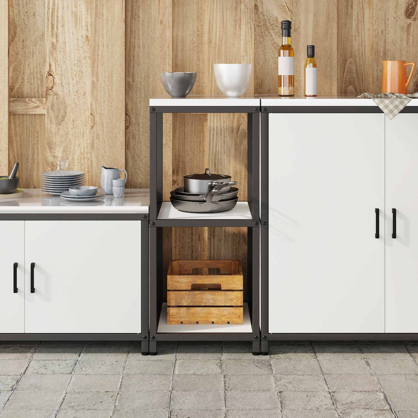 Stoccaggio in cucina HATTEM Bianco 40 x 50 x 92 cm Acciaio | homemem39